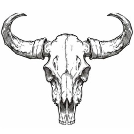 Dopetattoo 6 sheets Temporary Tattoos for Men and Women Buffalo Skull Sketch Bull Bones for Men Temporary tattoo for Women Neck Arm Chest for Woman