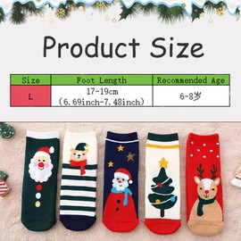 PTBWS Christmas Socks Pack of 5, Christmas Stocking, Cuddly Socks Christmas Children, Girls Christmas Socks, Christmas Gifts for Children Aged 6-8 Years (L), multicoloured