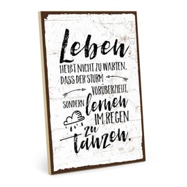 TypeStoff Wooden Sign with Saying - Dancing in the Rain - Vintage Look with Quote as a Gift and Decoration on the Theme of Life, Fate, Patience and Storm - HS-00257