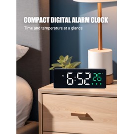 Digital Alarm Clock for Bedrooms - with Temperature, Triple Alarm, Auto Dimmer, 6.5" Screen, Sound Wakeup, Adjustable Brightness, Snooze, Basic Digital Clock for Kids Elderly Home Office