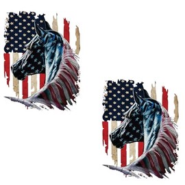 Bad Fish Custom Decals – American Flag Horse - Patriotic Sticker - Premium Gloss Permanent Vinyl Waterproof 6 Year Indoor Outdoor (2 Pack Small)