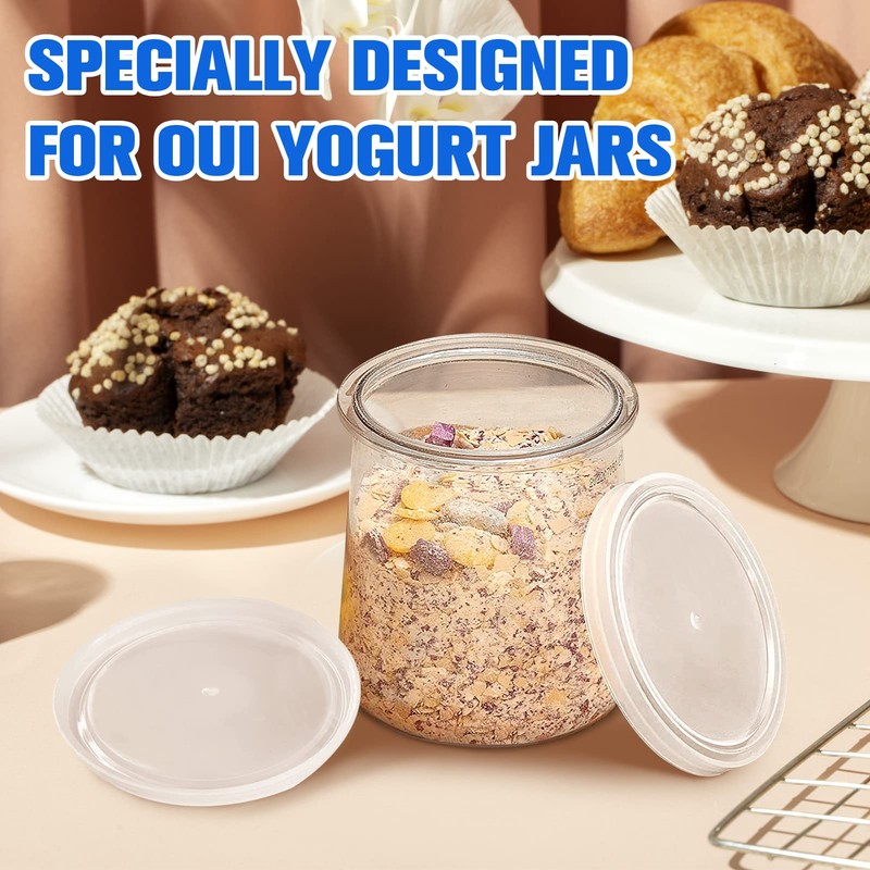32 Pcs Oui Yogurt Jars Lids, Plastic Yogurt Container Jar