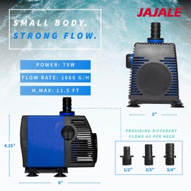 JAJALE 1060 GPH Submersible Water Pump Ultra Quiet for Pond,Aquarium,Fish Tank,Fountain,Hydroponics
