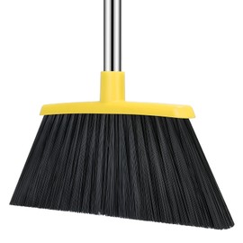 Heavy Duty Broom, 55 Inch Long Handle Outdoor Large Angle Brooms, Commercial Broom for Sweeping Indoor, for Home Garage Kitchen Office Courtyard Lobby Patio Lawn Concrete, Yellow