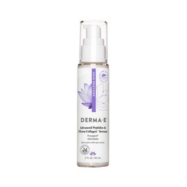 DERMA E Advanced Peptides and Vegan Flora-Collagen Serum – Double Action Collagen Face Cream with Peptide Complex – Intensely Hydrating Serum for Lines, Wrinkles and Redness, 2 oz