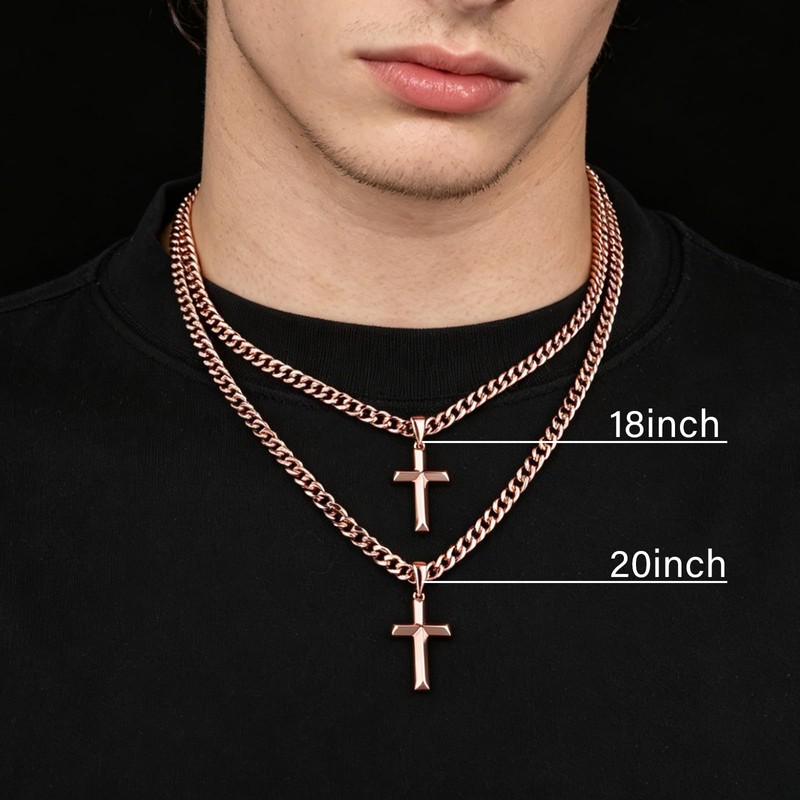 Copper Necklace for Men Women, 99.9% Pure Copper Cross Necklace,