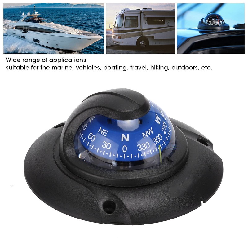 Boat Compass, Sea Dashboard Marine Compass Multi‑Functional Flush Mount High