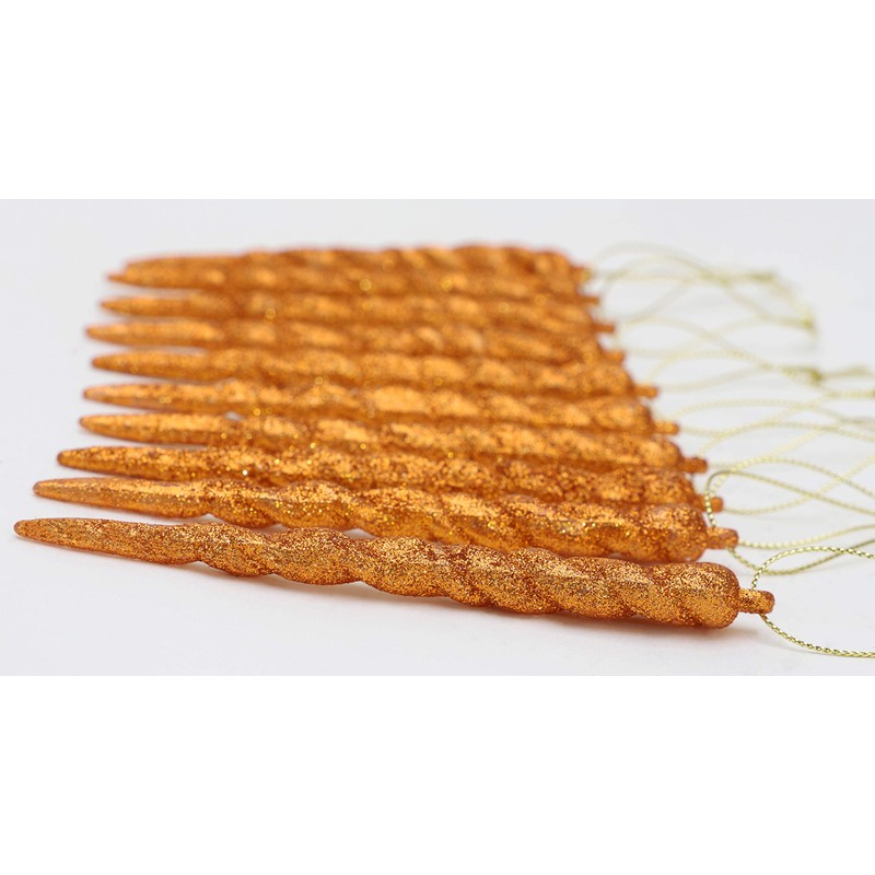 Christmas Concepts® 12cm Glitter Icicle Decorations Christmas Tree Trims (COPPER,