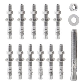 LIONMAX Stainless Steel Concrete Anchor Bolts 1/2" x 3-3/4 Inch, 12-Pack Wedge Anchors for Concrete Cement Wall Base Bracket, Rust and Corrosion Resistant