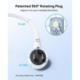 TROND Short Extension Cord 1.5ft with 360° Rotating Flat Plug, ETL Listed Low Profile Power Strip, Three Prong 3 Way Grounded Outlets, 13A, SPT 16/3 AWG for Indoor Home Office Cruise Travel, White