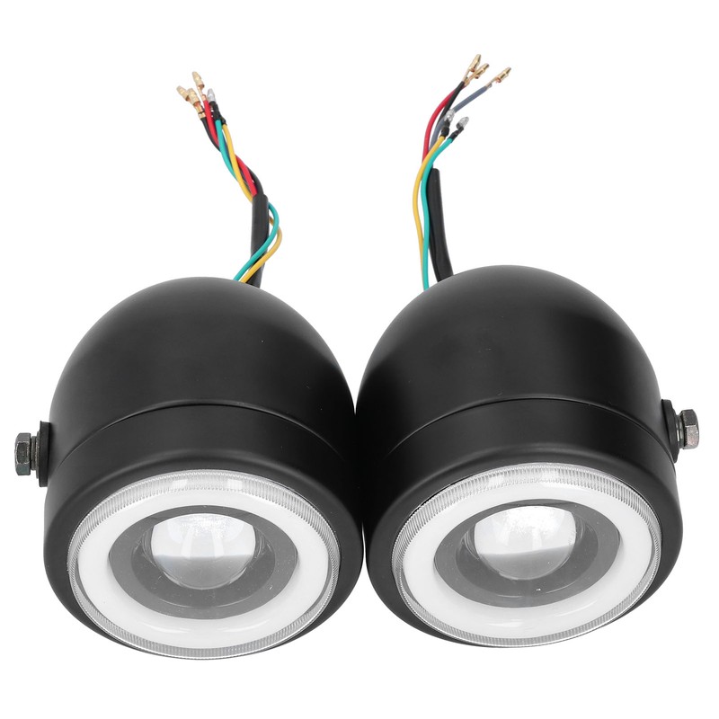 Universal LED Headlamp Double Lamps Round Angel Eyes High Low