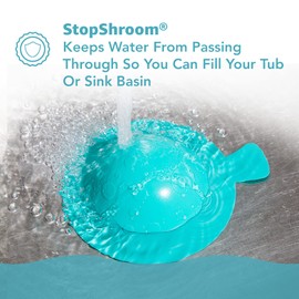 StopShroom STBLU232 Universal Stopper Plug Cover for Bathtub, Bathroom and Kitchen Drains, Aqua