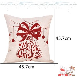 HIQE-FL Linen decorative cushion, Christmas cushion cover 45 x 45 cm, decorative cushion cover, Christmas motif, Reindeer