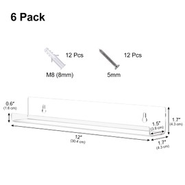 Boxalls 6 Pack Acrylic Vinyl Record Shelf Wall Mount, Clear Record Album Holder Storage Display Your Daily Listening in Style