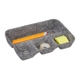 Relaxdays Felt Drawer Organiser, Desk Organiser System, 5.5 x 29.5 x 19 cm, 4 Compartments, Felt Basket, Light Grey