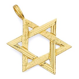14k REAL Yellow Gold Star of David Charm Pendant