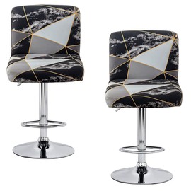 Levoberg Bar Stools Cover Set of 2 Printed Armless Swivel Barstools Slipcovers with Backs Stretch Square Counter Height Bar Stools Covers Mid Low Back Chair Cover for Kitchen Dining Room Bar #15