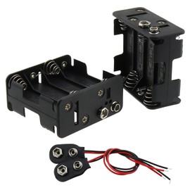 ZZHXSM Battery Holder 2Set 8x1.5V AA Thicken Battery Box with T Type Wired Battery Clip Standard Snap Connector, Battery Case
