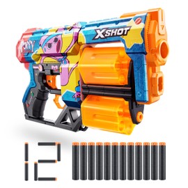 X-Shot Skins Dread Blaster - Poppy Playtime (Kissy) by ZURU with 12 Darts, Rotating Double Barrel, Air Pocket Dart Technology, Toy Foam Blaster for Kids, Teens and Adults