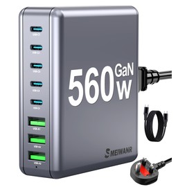560W USB C Charger, GaN 8-Port Fast USB C Charging Station for Home Office, Multi Port PD 3.0 Desktop Charger Block for Laptops, Phones & Tablets