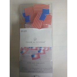 Ultra 20 LED Ultra Wire Icon Light USA Flag with timer 3 AA batteries not included