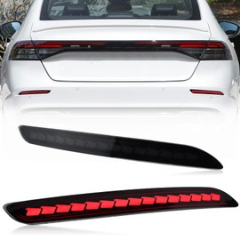 KEEGTBOX LED Rear Bumper Brake Tail Light Compatible with Honda Accord Sedan 2023-2024 Daytime Running Light Dynamic Sequential Turn Signal Brake Fog Lamps (Smoke)