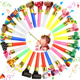 FAELNK Pack of 25 Children's Birthday Party Noisemaker Air Trunk Party Trough Party Blower Multicoloured Party Blower for New Year Birthday Party, Children's Party, Christmas, Banquet