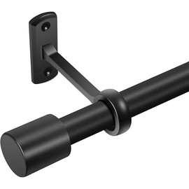 Extra Long Curtain Rods for Windows 120 to 240 Inches, Adjustable 1 Inch Black Curtain Rod for Outdoor Indoor, Modern Heavy Duty Drapery Rod, Room Divider 200 Inch Rod, All Metal, Easy Install