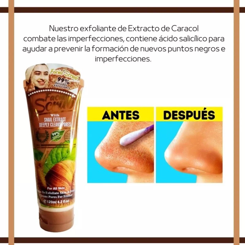 Wokali 12 Exfoliante Limpieza Facial Baba De Caracol 120ml