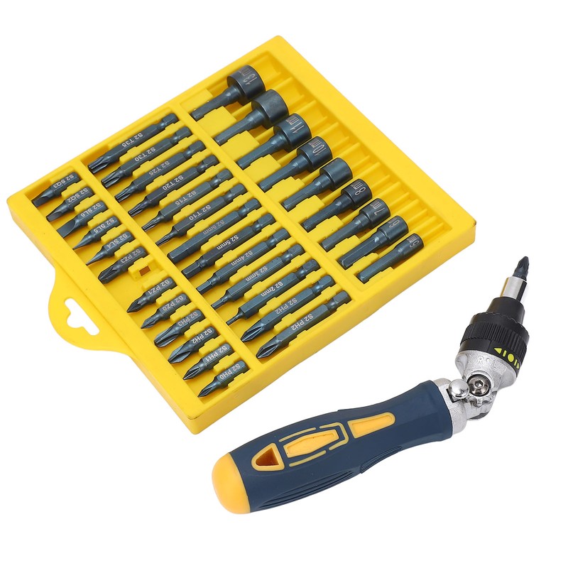 36Pcs Screwdriver Set Magnetic Rotatable Base 1/4 Socket Ratchet Screwdriver
