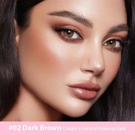 1 Pcs Dark Brown Magic Microblading Eyebrow Contouring Pen Brow Pencil, 2-in-1 Eyebrow Pencil with Brow Brush, Dual-ended Eyebrow Brush, Hair Like Strokes, Natural Looking Eye Brow for Women, 02