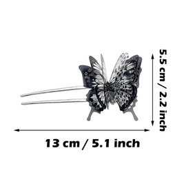 Black Butterfly Hairstick Tortoise Shell U-Shape Hair Pin Vintage Elegant Lady Bobby Bun Hair Accessories for Women Girls