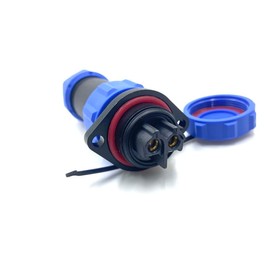 Connection Plug Aviation Plug SP21 2 Pin, Solderless 2 Holes Flange Aviation Plug IP68 Waterproof and Dustproof Aviation Plug for Outdoor Lamps 500V 30A (12AWG Cable Screw Crimp)