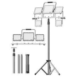 31000Lumen LED Work Light 260w with Tripod Stand Work Lights 5 Head Portable Work Light with Anti-Glare Lenses,19.7ft Power Cord, Height Adjustable, IP66 for Job Site, Garage, Outdoor Use