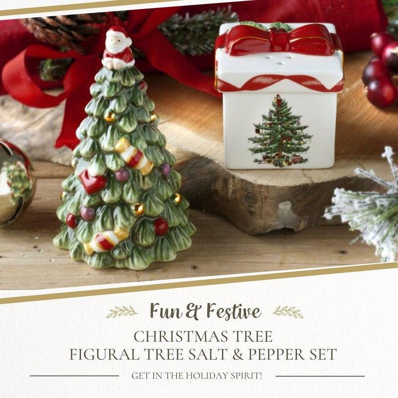 Spode Christmas Tree and Gift Salt & Pepper Shaker Set