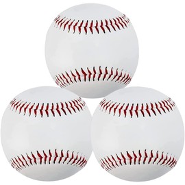 3Pack Practice Baseballs, Blank Baseball, Standard 9” Adult Youth Leather Covered Soft/Hard Balls for Team Game Competition Pitching Catching Training (Soft Baseball (3PCS))