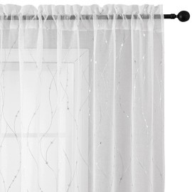 SMILE WEAVER White Sheer Curtains for Living Room 84 inch Length,Privacy & Light Filtering Semi Sheer Curtain,Lightweight Voile Transparent Window Drapes for Bedroom/Kitchen,Set of 2 Panels