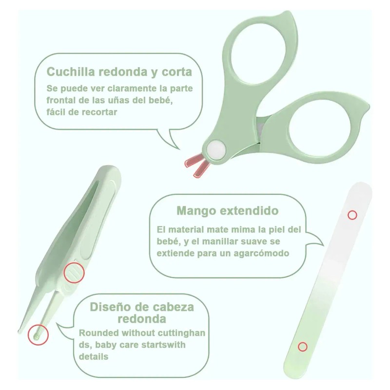 Set De Manicure Para Bebé 5 Piezas Con Estuche De