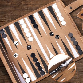 Backgammon, Back Gammon Game Made of Solid Wood, Classic Board Game for Families, Travel and Strategy Lovers, Portable and Durable