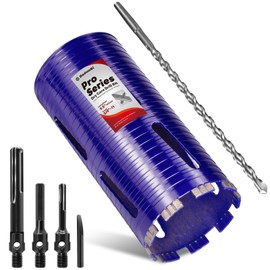 DaduoRi 4-1/2" Pro Dry Core Drill Bit with Pilot Bit & 3 Adapters (SDS Plus/SDS Max/1/2 Hex), Upgraded-Welded Core Bits for Concrete with Rebar, Masonry, Brick, Mortar - 9.5" Depth, 5/8"-11 Thread
