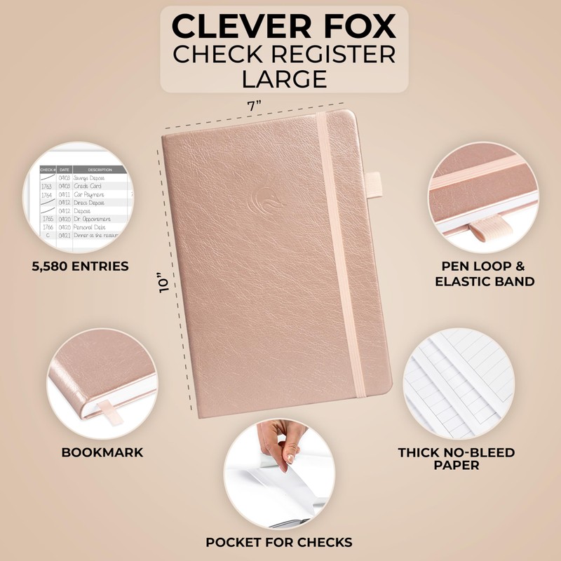 Clever Fox Check Register Book - Deluxe Transaction Register, Accounting