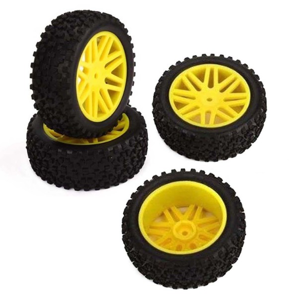 HOBBYPOWER 4pcs Wheel Rim & Rubber Tires (Front & Rear)