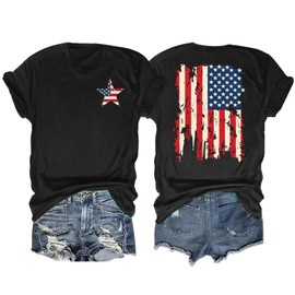 USA Flag T-Shirt for Women American Flag Shirts 4th of July T Shirt Patriotic Shirt Casual Summer Tops