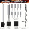 Heavy Duty BBQ Grill Tools Set, 20 Pieces, Stainless Steel
