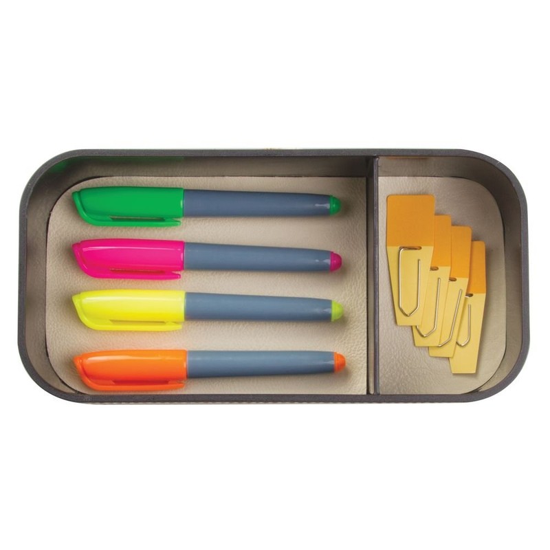 iDesign Lauren Office Supplies Desk Organizer Tray for Highlighters, Push