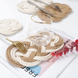 Set Of 2 Mixed Color Woven Insulated Coasters, Handmade Heat Insulating Coaster, Insulating Coaster for DIY Lipstick Pot, Oval Coaster