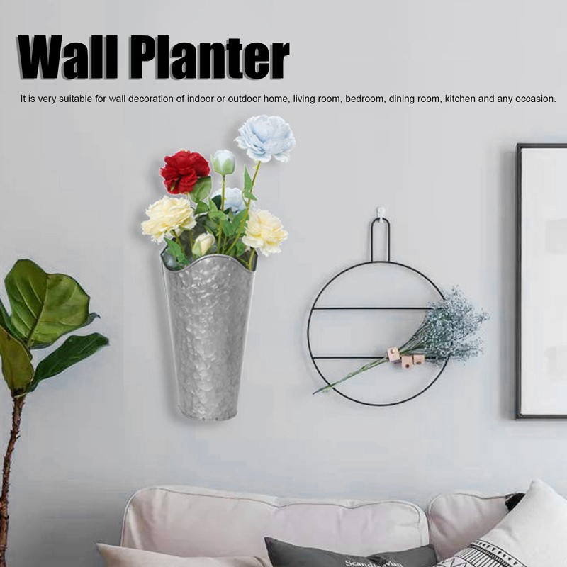 2PCS Iron Art Wall Planter Hanging Flowers Pot for Home