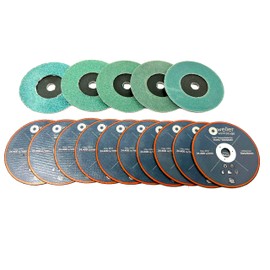 WELLERWERKZEUGE 15-Piece Accessory Set Diameter 76 x 10 mm Cutting Discs + Sanding Discs Compatible with Makita DMC 300 + Mini Angle Grinder 10.8 and 12