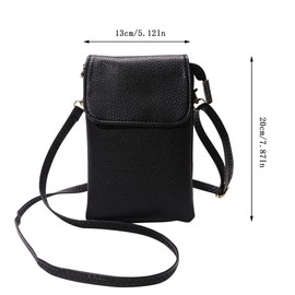 Elbourn Leather Phone Bag for Women, Ladies Cellphone Shoulder Bag Crossbody Phone Bag Pouch Purse Wallet with Long Strap Wallet Travel Wallet with Card Holder(Black)