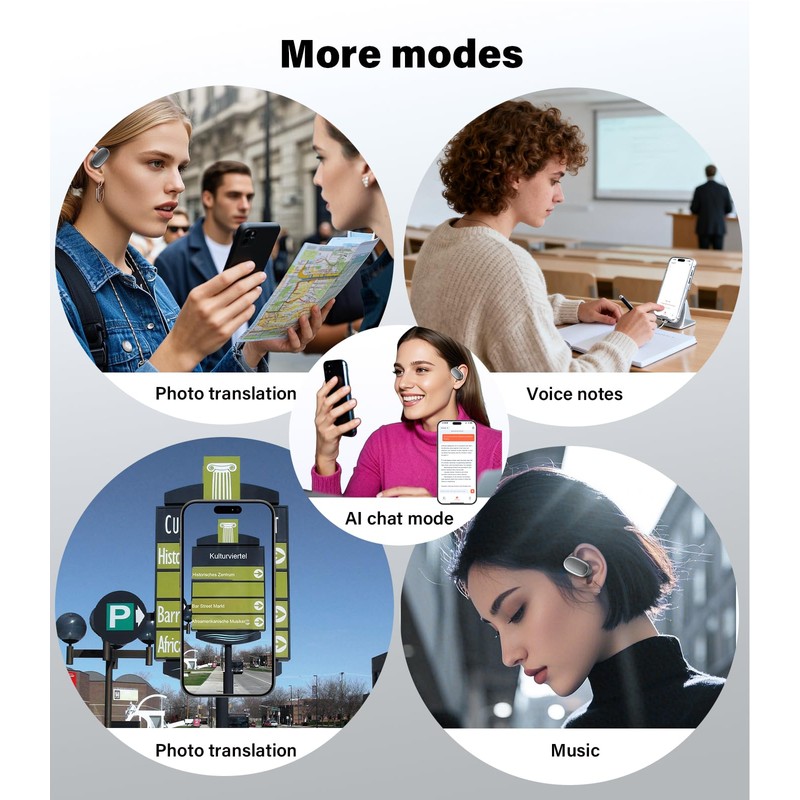 Vilupvie 156 Languages Real-Time Translation Earbuds, 0.5s Instant AI Voice